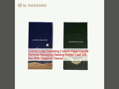 Logotipo personalizado Estampado Papel personalizado Velas Perfume Embalaje Nido Portador de caja regalo caja con cierre diagonal