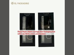 Caja de almacenamiento de relojes de papel negro Caja de embalaje con MOQ bajo y personalización