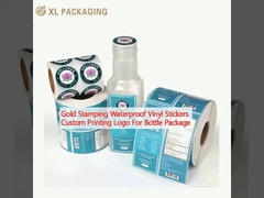 Estampado de oro pegatinas de vinilo impermeables Impresión personalizada Logotipo para el paquete de botellas
