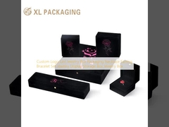 Línea de logotipo personalizada Caja de joyas Embalaje Collar de pendiente de pulsera Conjunto de joyas de pantalla Caja de almacenamiento