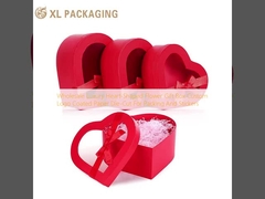 Bolsa de lujo en forma de corazón caja de regalo de flores logotipo personalizado papel recubierto de corte a presión para el embalaje y pegatinas