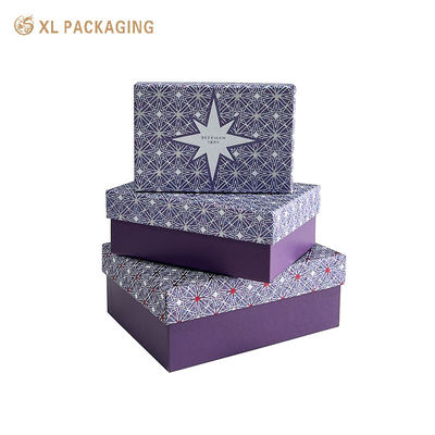 comprar Caja de regalo rígida de patrón de estrella hecha a mano con base púrpura mate para envases de aceites esenciales y cuidado de la piel Fabricación en línea
