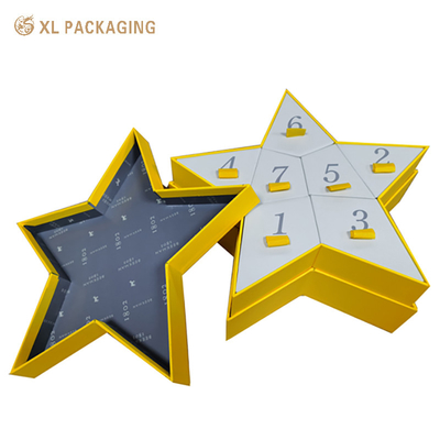 comprar Envasado XL Envasado personalizado Envasado de fábrica en forma de estrella 7 días de papel Calendario de Adviento Envasado para galletas de dulces Fabricación en línea