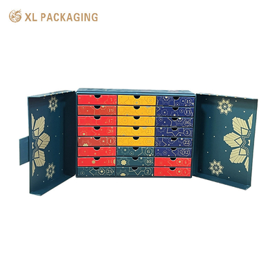 comprar Envasado XL Envasado personalizado Caja de fábrica 24 cajones Calendario de Adviento Envasado Caja de té Café caliente Bolsa de chocolate Calendario de Adviento online manufacture