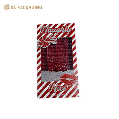 comprar Caja de regalos de cajón de diapositivos de brillo rojo personalizable con ventana de visualización de PVC transparente y cartón rígido grueso para el embalaje de lápiz labial Fabricación en línea