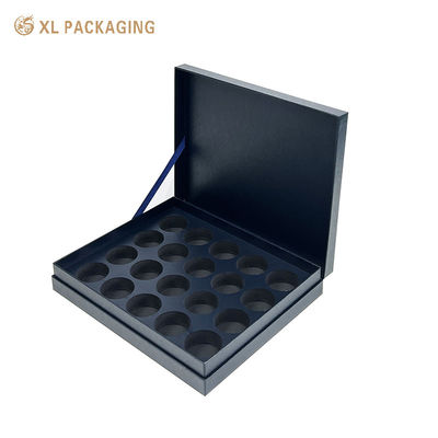 comprar Caja de embalaje de papel de tapa ligada con horquilla de color azul oscuro con cinta para la colección de regalos de comida para té Fabricación en línea
