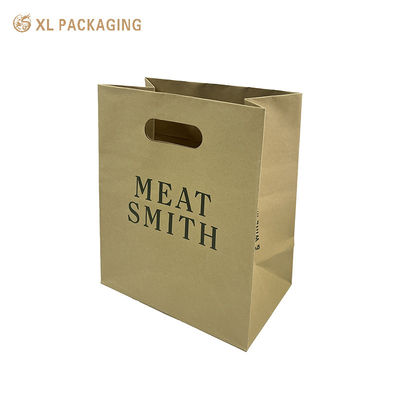 comprar Bolsa de papel Kraft marrón ecológica para llevar. Bolsa de embalaje de alimentos desechable de manija cortada Fabricación en línea
