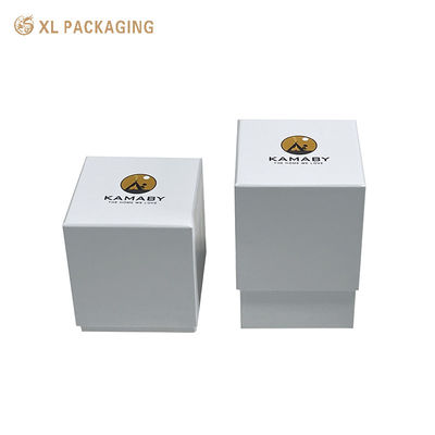 comprar Caja de velas rígida blanca personalizada de 2 piezas, cartón gris de 2 mm, laminación mate, caja vacía con tapa y base para frasco de perfume Fabricación en línea