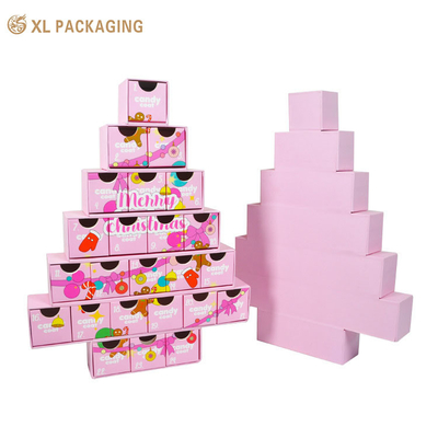 comprar Impresión personalizada Rosa lujosa Navidad Cerveza de Adviento Cuenta regresiva Calendario Papel Cartón Embalaje Regalo Ciego Caja vacía online manufacture