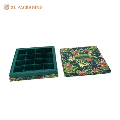comprar bandeja verde y tapa caja de regalo de papel con inserto, cajas rígidas reciclables con papel de oro en relieve laminado Matt Brillante para alimentos Fabricación en línea