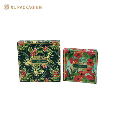 comprar bandeja verde y tapa caja de regalo de papel con inserto, cajas rígidas reciclables con papel de oro en relieve laminado Matt Brillante para alimentos online manufacture