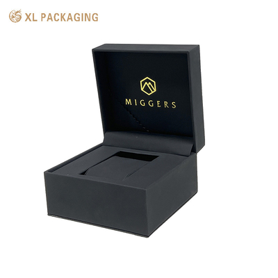 comprar Venta al por mayor de cartón personalizado de lujo negro de cuero de PU caja de relojes de embalaje con logotipo, caja de regalo de reloj de papel online manufacture