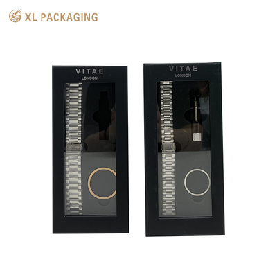 comprar Caja de almacenamiento de relojes de papel negro Caja de embalaje con MOQ bajo y personalización online manufacture
