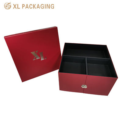 comprar Caja de regalo rígida personalizada con mecanismo de doble puerta giratoria de 360° y cuatro compartimentos independientes para embalaje de lujo Fabricación en línea