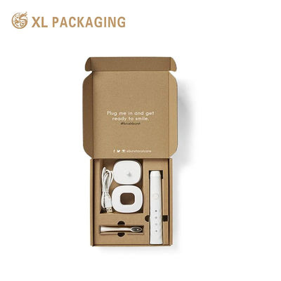 comprar Caja corrugada de Kraft marrón ecológica Impresión blanca personalizada, embalaje de inserción pre-cortado para el kit de cepillo de dientes eléctrico Fabricación en línea