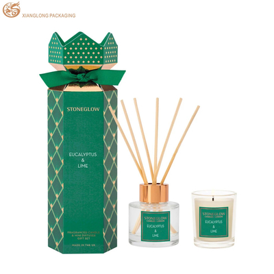 comprar Caja de perfumes de papel Kraft de 350 g ecológica con logotipo de estampado en caliente y accesorios de cinta verde online manufacture