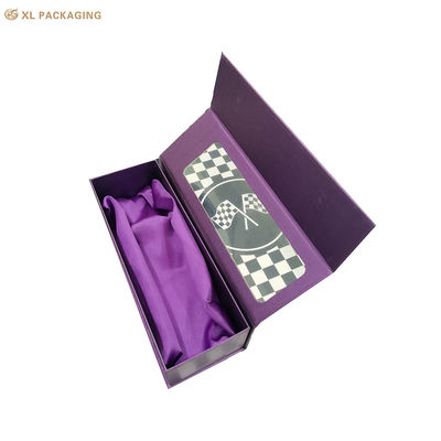 comprar Caja de regalo de San Valentín en forma de libro magnético de papel perlesante púrpura Caja de ventana para el envase de adornos de rosas metálicas Fabricación en línea
