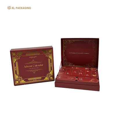 comprar Calendario de Adviento Navideño Personalizado con Caja Abatible de 3 Piezas, Estampado Completo en Pan de Oro y 12 Cajas Plegables Individuales Fabricación en línea