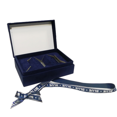 comprar Luxury Blue Velvet Gift Box Ribbon Bow Custom Logo Foil Stamping For Jewelry Fabricación en línea