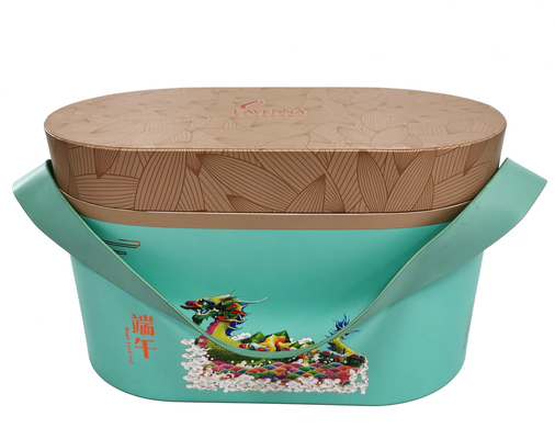 comprar Caja de regalo de forma ovalada para muñecos de postre Premium Embalaje de galletas de té con mango Fabricación en línea