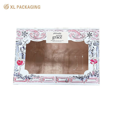 Caja de embalaje de joyería personalizada con tapa y base, ventana de PVC transparente y caja plegable a color