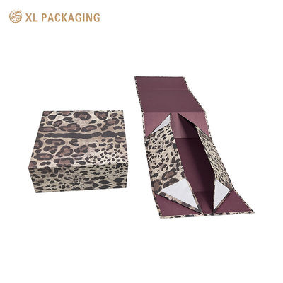 Caja de regalo plegable magnética de lujo Leopard para bolsos de mano