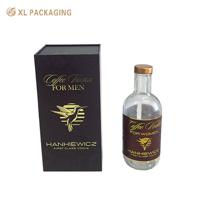 Cajas rígidas de papel azul de cartón personalizadas Forma de libro Whisky Bebida alcohólica Embalaje de vino Caja de regalo con cierre magnético
