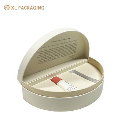 Logotipo en relieve personalizado Caja de embalaje cosmético de forma semicircular semicircular con bandeja de espuma EVA