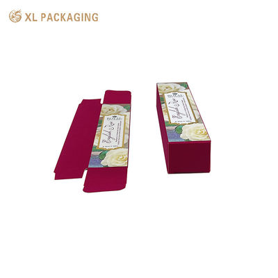 Caja de tarjetas de papel plegable impresa de lujo respetuosa con el medio ambiente para botella de suero cosmético de lápiz labial