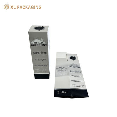 Caja de embalaje cosmético plegable de estructura plana con cartón blanco premium e impresión retro monocromática para aceite esencial