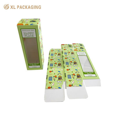 Caja de cartón plegable de 350 gramos con estructura de tapa sin pegamento y ventana de PVC transparente para embalajes ecológicos