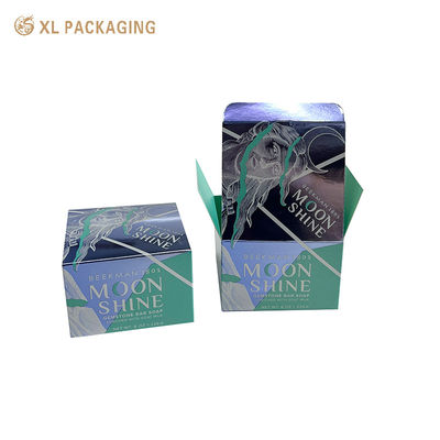 Caja de regalo plegable de lujo de plata con fondo de cierre automático para envases cosméticos