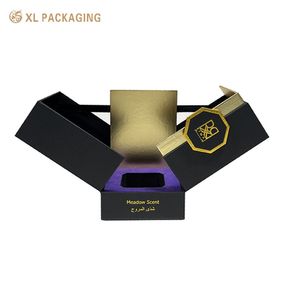 Dos Puertas Abiertas Magneto Perfume Papel Caja Negro EVA espuma Insertar Texturas de Papel Caja