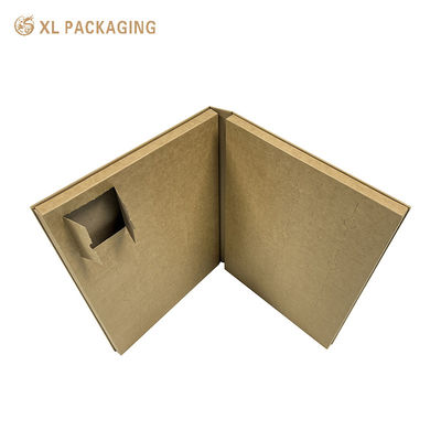 Caja de calendario de adviento personalizada marrón de doble puerta para bolsitas de té, envío en embalaje plano, divisores de papel kraft de 350 g/m² con perforación para rasgar