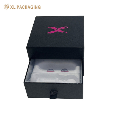 Papel de logotipo personalizado Caja de perfumes negra Embalaje Cajas de perfumes vacías 2 capas cajón caja de regalo cosmética