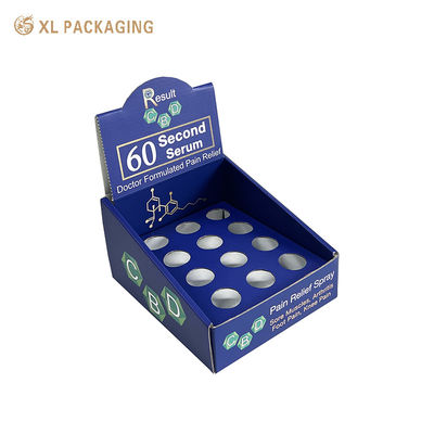 Envase de pantalla corrugada impreso a medida en mayor. Envase de pantalla plana con 12 ranuras para CBD Serum Spray.