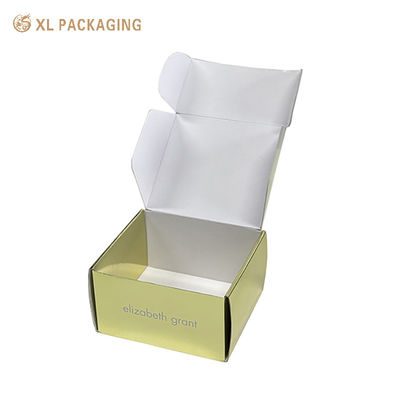 Cajas de correos de lujo de oro cosmético ondulado, correos ondulados hexagonales en relieve personalizados para productos de belleza