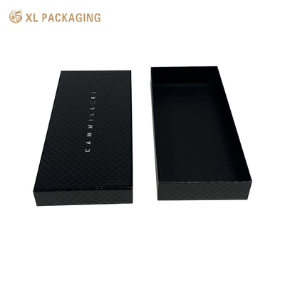Cajas de embalaje de vestuario impresas a medida Cajas de embalaje de regalo de cartón de papel negro Caja de regalo de tapa y base de laminación brillante