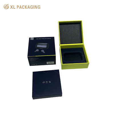 Caja de embalaje de auriculares electrónicos de papel negro Caja de embalaje móvil Bluetooth