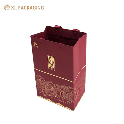 Moda de lujo bolsos de papel especiales bolsos de mano joyas rojas collar brazalete oreja caja de embalaje bolsas de regalo