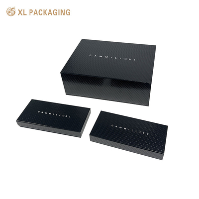 Caja de regalo de papel de boda rígida negra plegable con tapa magnética de cartón duro