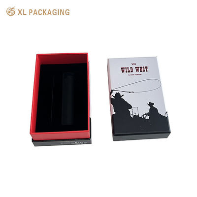 Caja de regalo de perfumes personalizada de 3 piezas con tapa y base con impresión de vaquero occidental e inserción de EVA de terciopelo negro