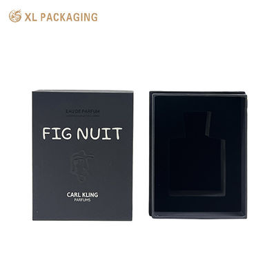 Caja de perfumes personalizada de 3 piezas con logotipo de papel negro grabado y inserción de EVA de terciopelo