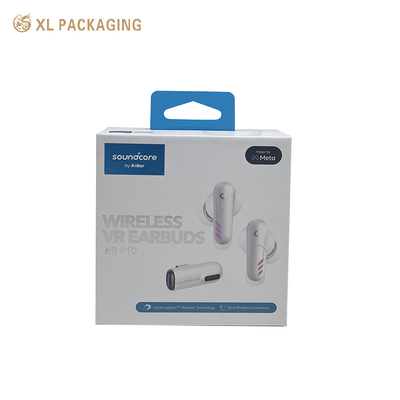 Diseño personalizado de auriculares de cartón blanco Cajas de regalo de papel con auriculares Bluetooth Caja de embalaje para auriculares