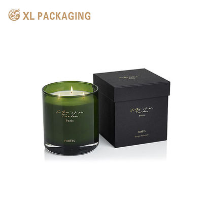 Caja Rígida de Lujo Negra Mate Ecológica para Velas, Tapa y Base de Dos Piezas con Estampado Dorado Mate Personalizado para Regalo