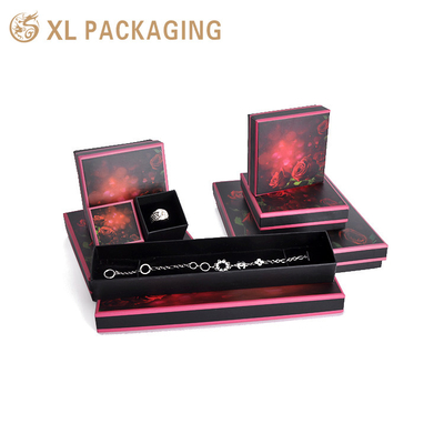 Cuadro de papel de forma personalizada con tapa y base, brazalete de collar, joyería, embalaje con logotipo.