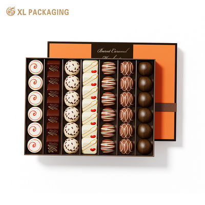 Caja de Regalo de Chocolate de Lujo con Inserto Vertical de EVA Multiceldas y Diseño Retro de Color Contrastante en Cartón Rígido Engrosado
