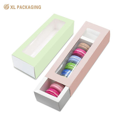 Caja de papel plegable de cajón de galletas con ventana PET transparente para envío plano hecha de cartón de cartón de 350gsm