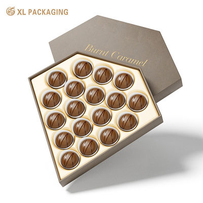 Caja de chocolate en forma de diamante personalizada de 18 pcs con bandeja de comida de oro de lujo para envases de chocolate premium
