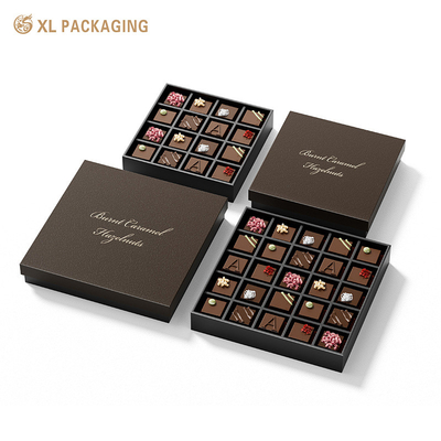 Caja de chocolate de lujo personalizada en cartón duro y papel Kraft para regalo